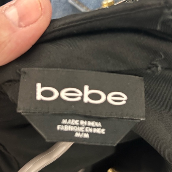 BEBE EMBELLISHMENT BODYCON MINI DRESS LONG SLEEVE BLACK - Picture 7 of 8